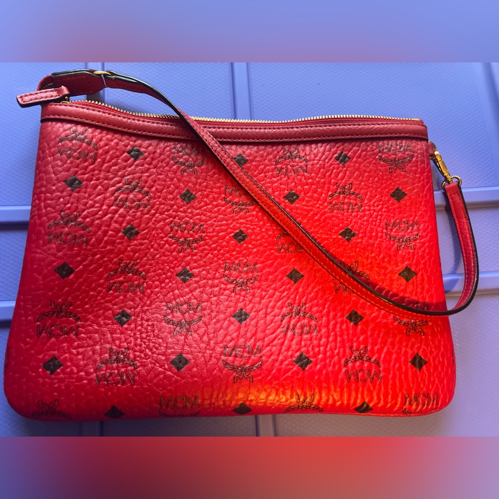 Red MCM Women's Pouch/Wristlet